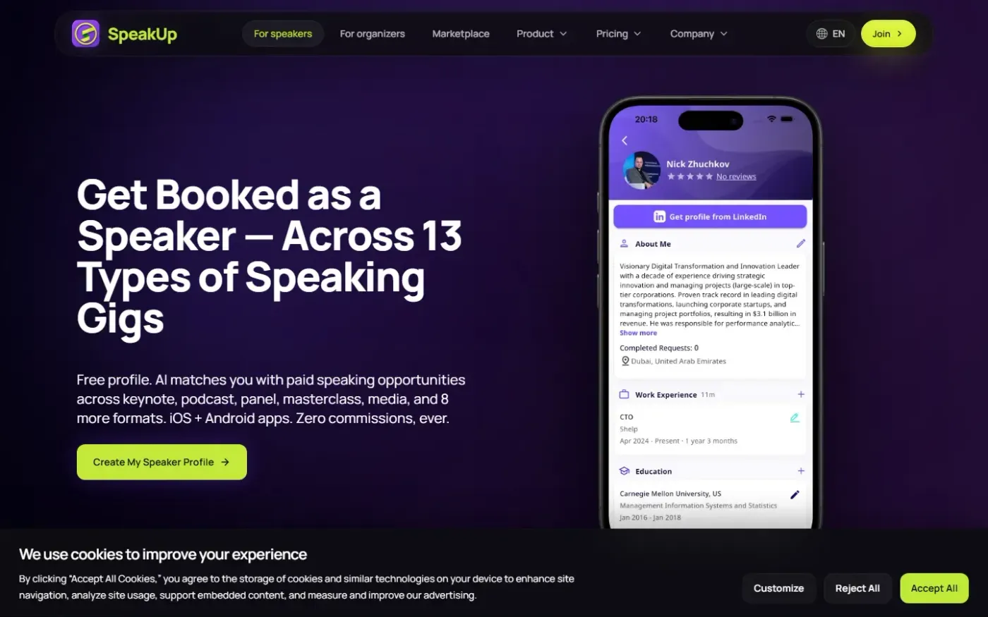 Speak-up — For speakers page