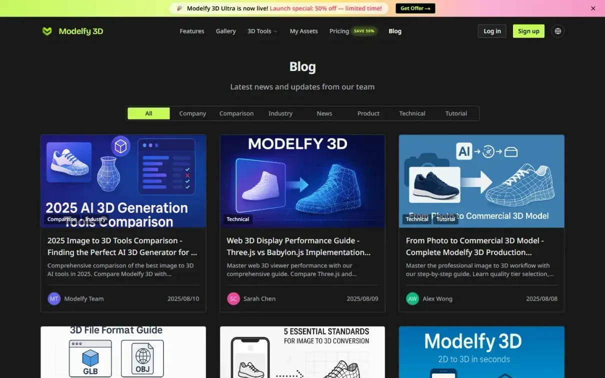Modelfy — Blog page
