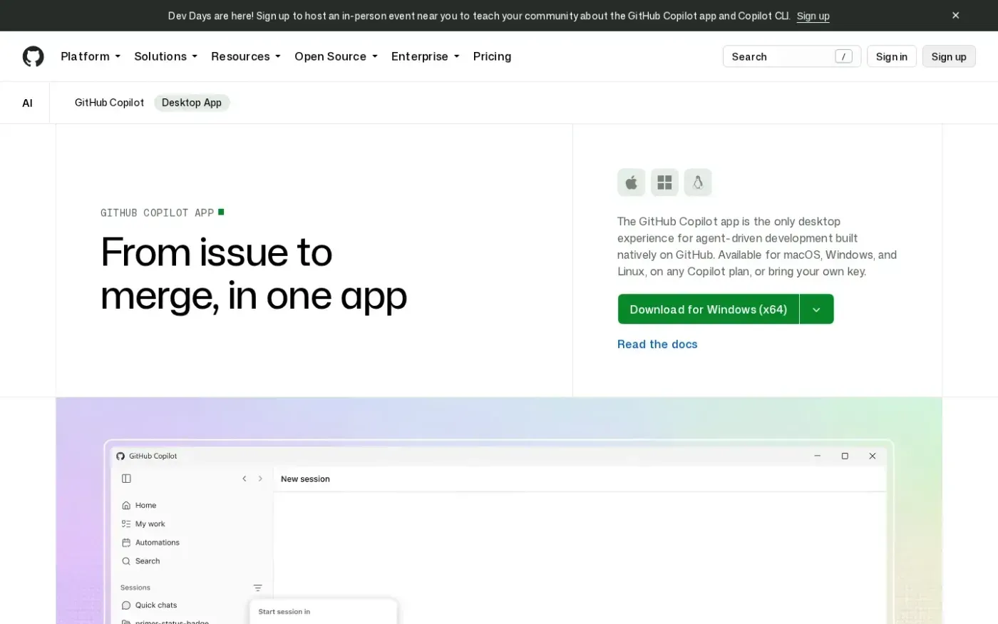Github — Features page