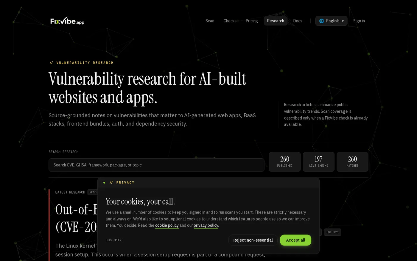 Fixvibe — Research page