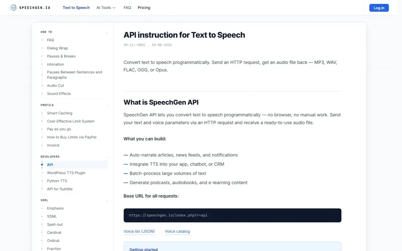 Speechgen — Node page