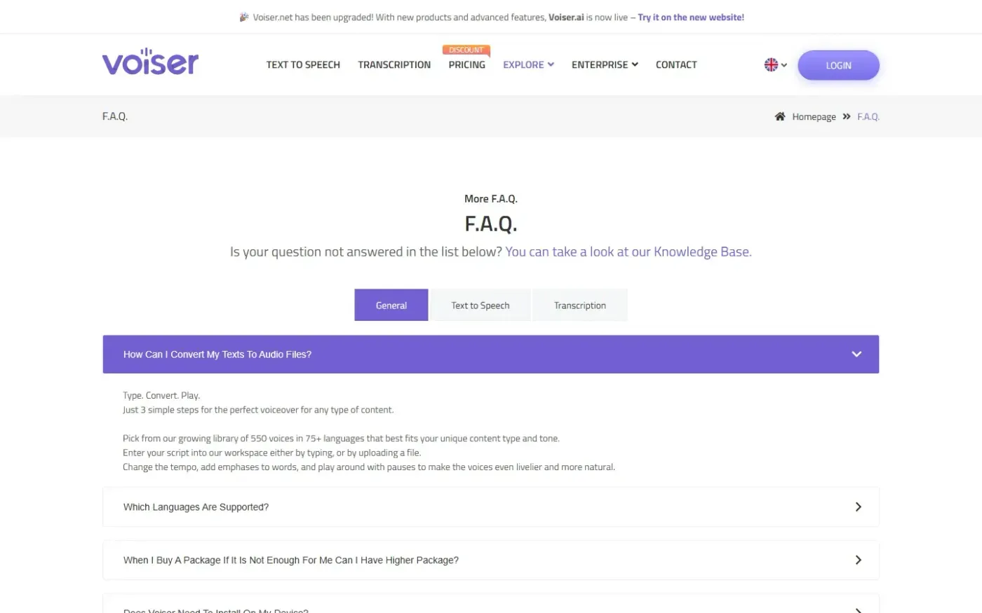 Voiser — Faq page