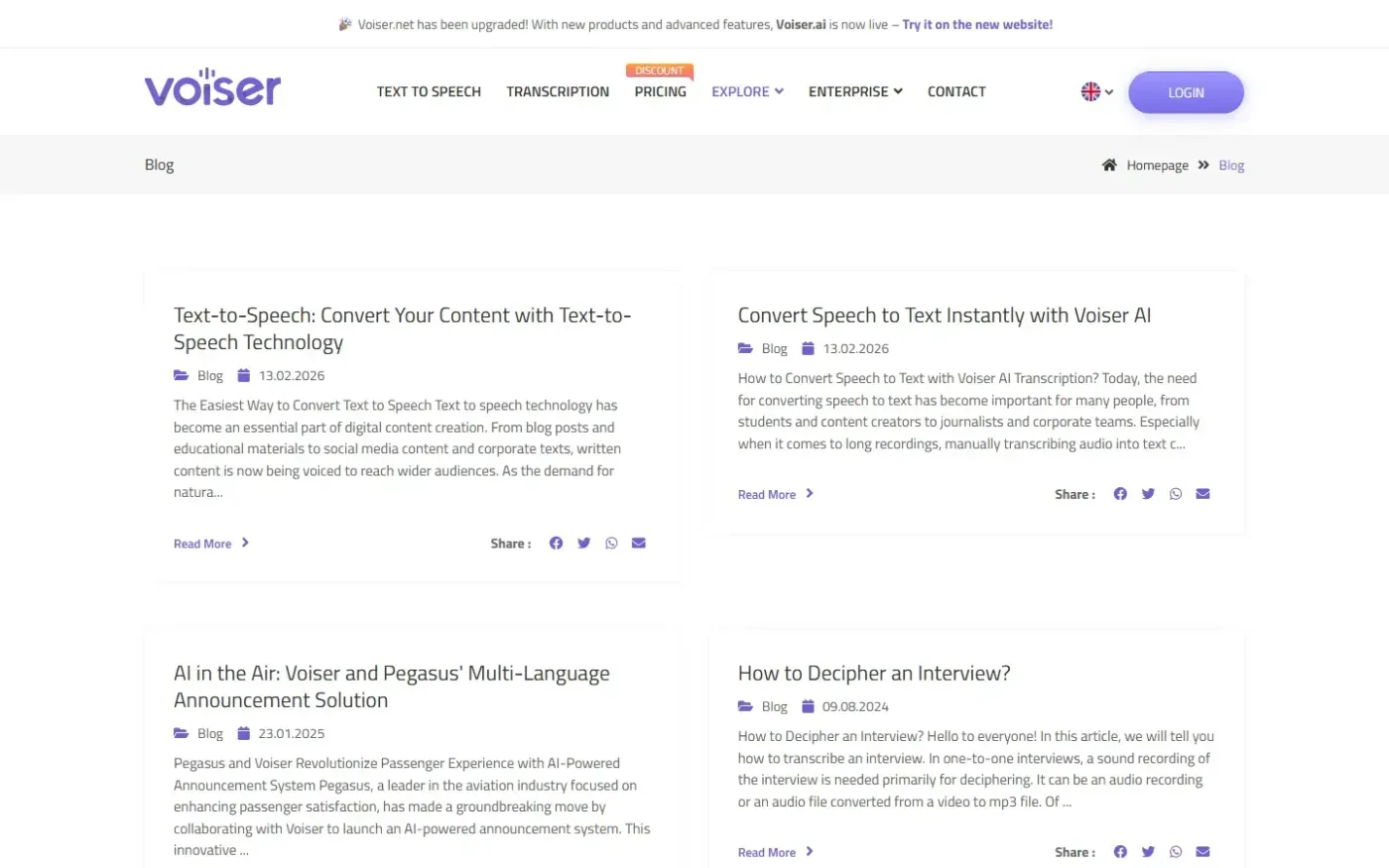 Voiser — Blog page
