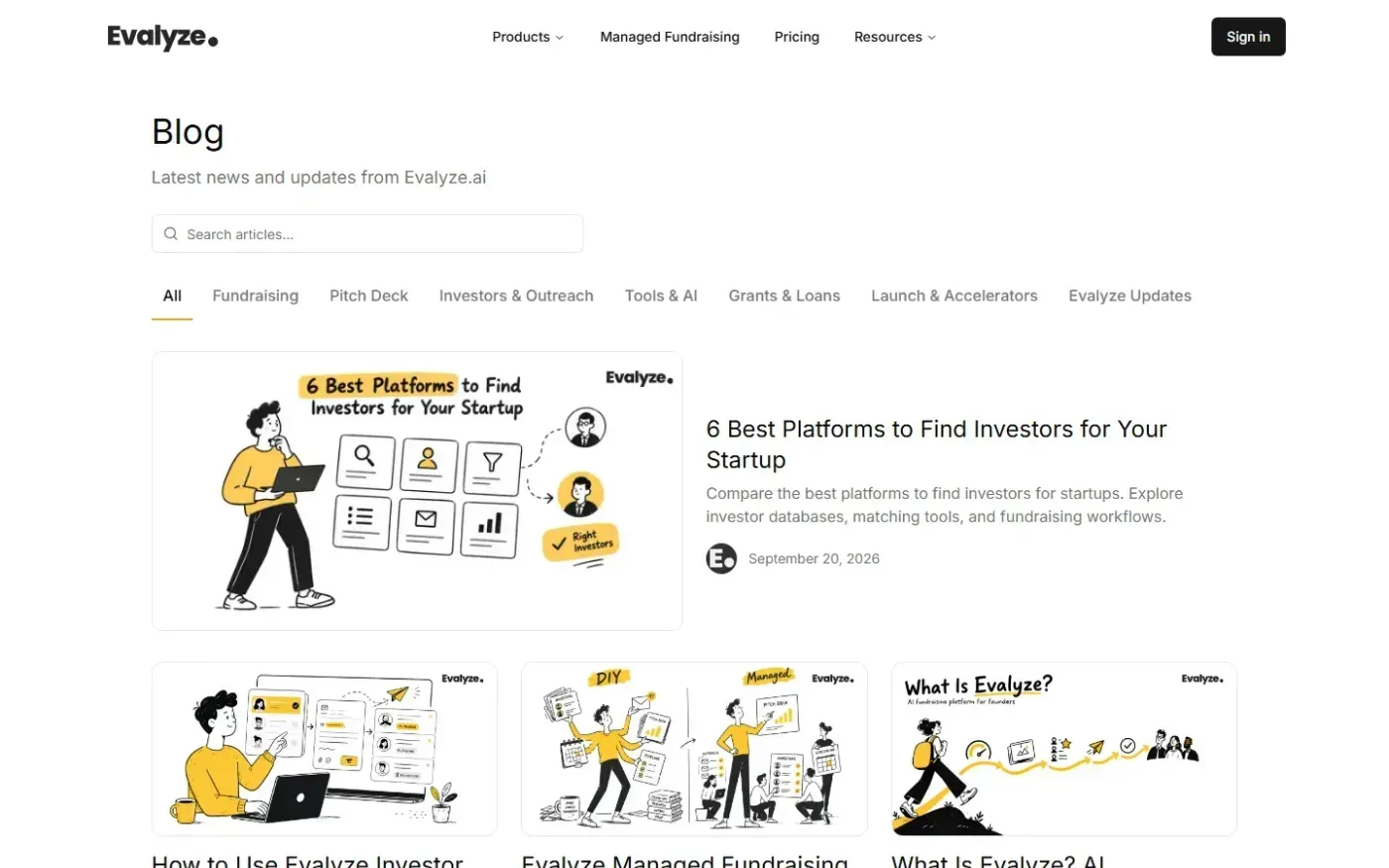 Evalyze — Blog page