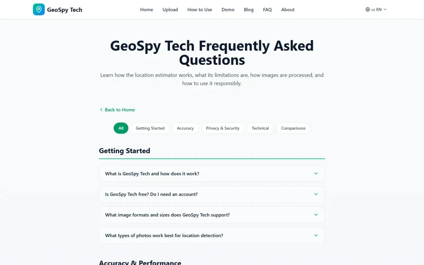 GeoSpy.tech – Find Location from Images — Find where any photo was taken with AI — Faq page