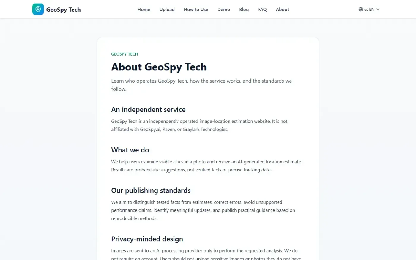 GeoSpy.tech – Find Location from Images — Find where any photo was taken with AI — About page