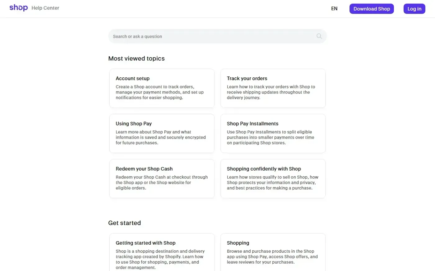 Shop — Shop page