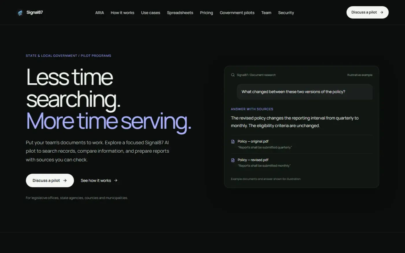 Signal87 — Government pilots page
