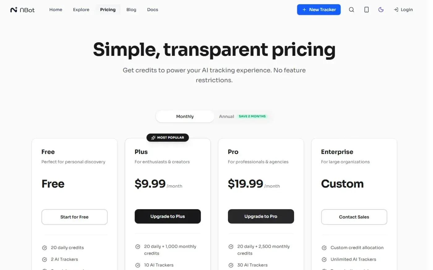 Nbot — Pricing page