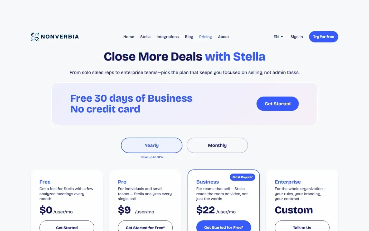 Nonverbia — Pricing page