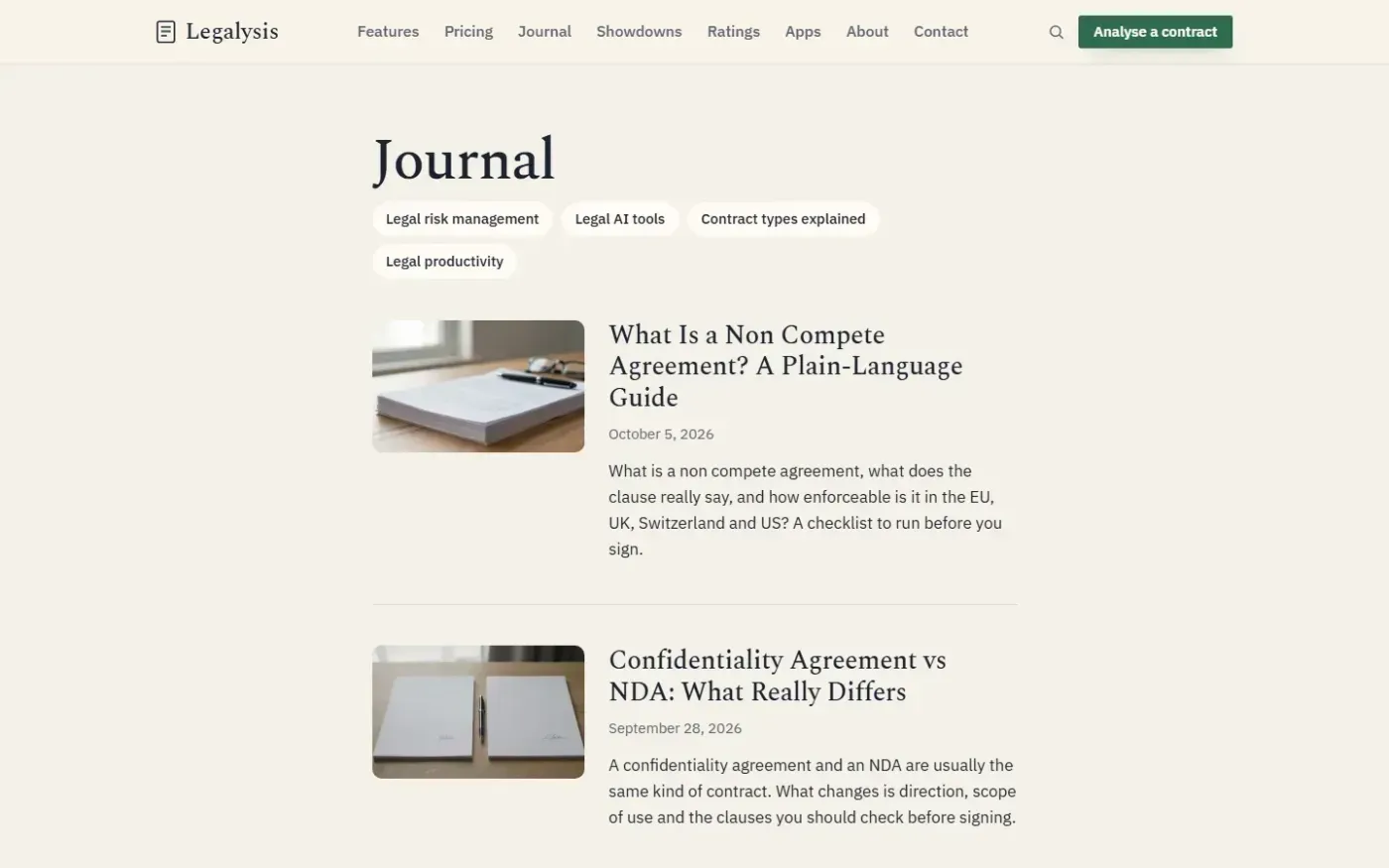 Legalysis — Journal page