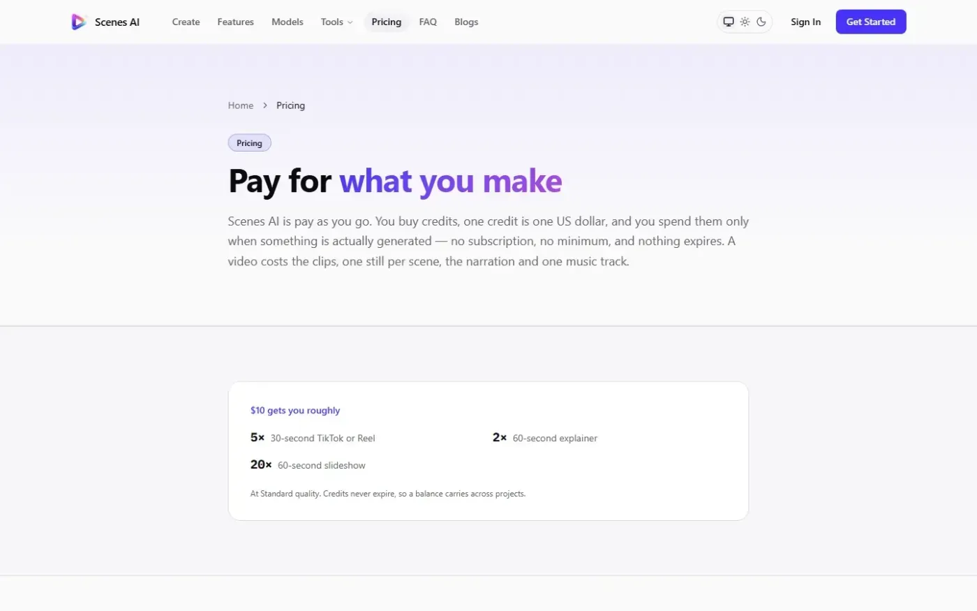 Usescenes — Pricing page