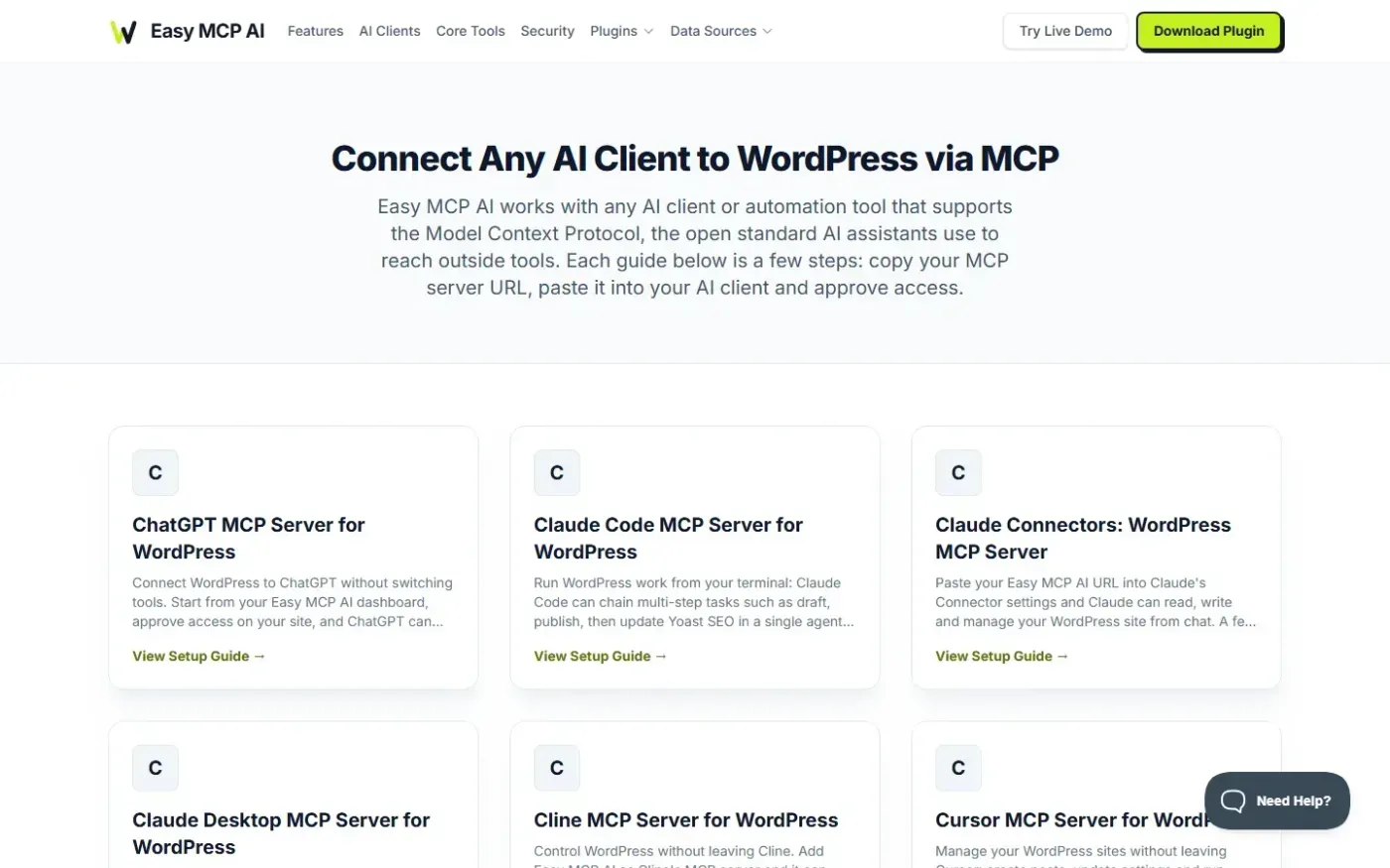 Easymcpai — Integrations page