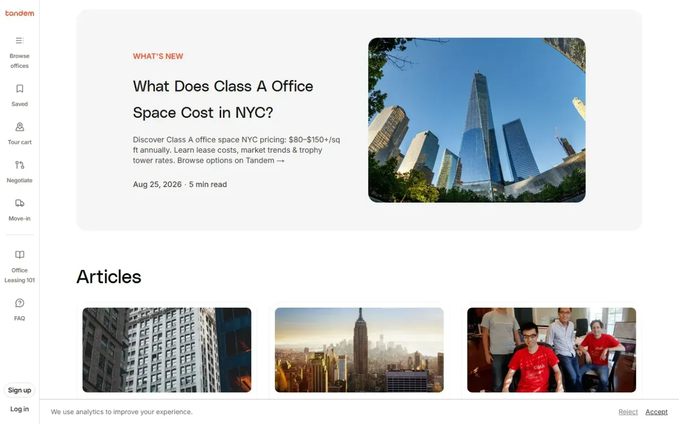 Tandem — AI-native office leasing brokerage — Blog page