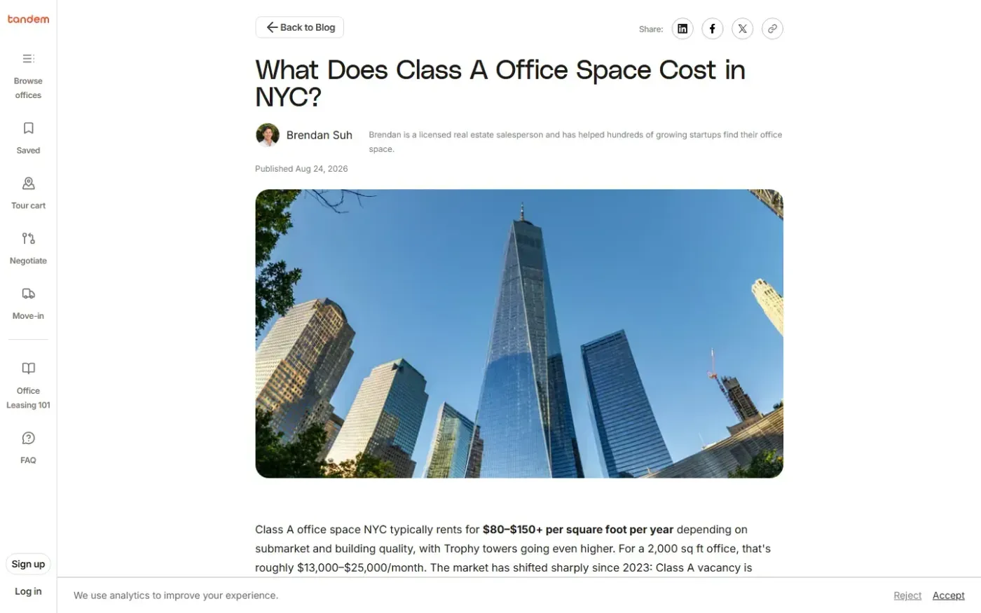 Tandem — AI-native office leasing brokerage — Blog page
