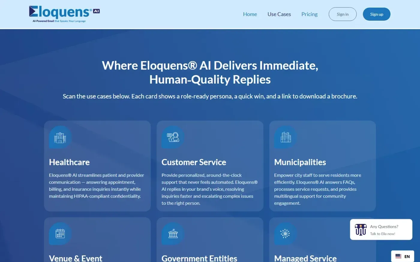 Eloquens — Use cases page