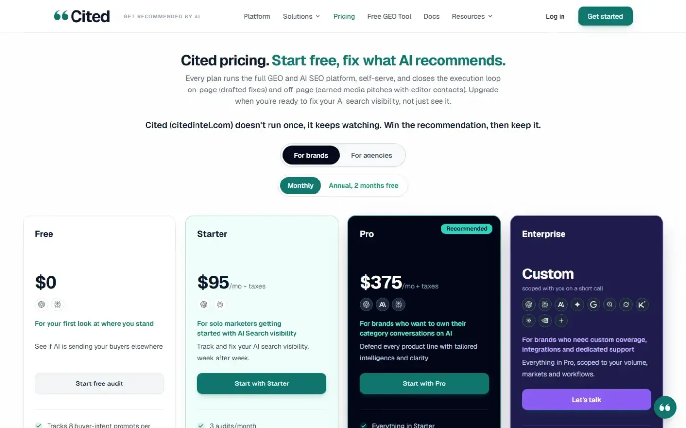 Citedintel — Pricing page