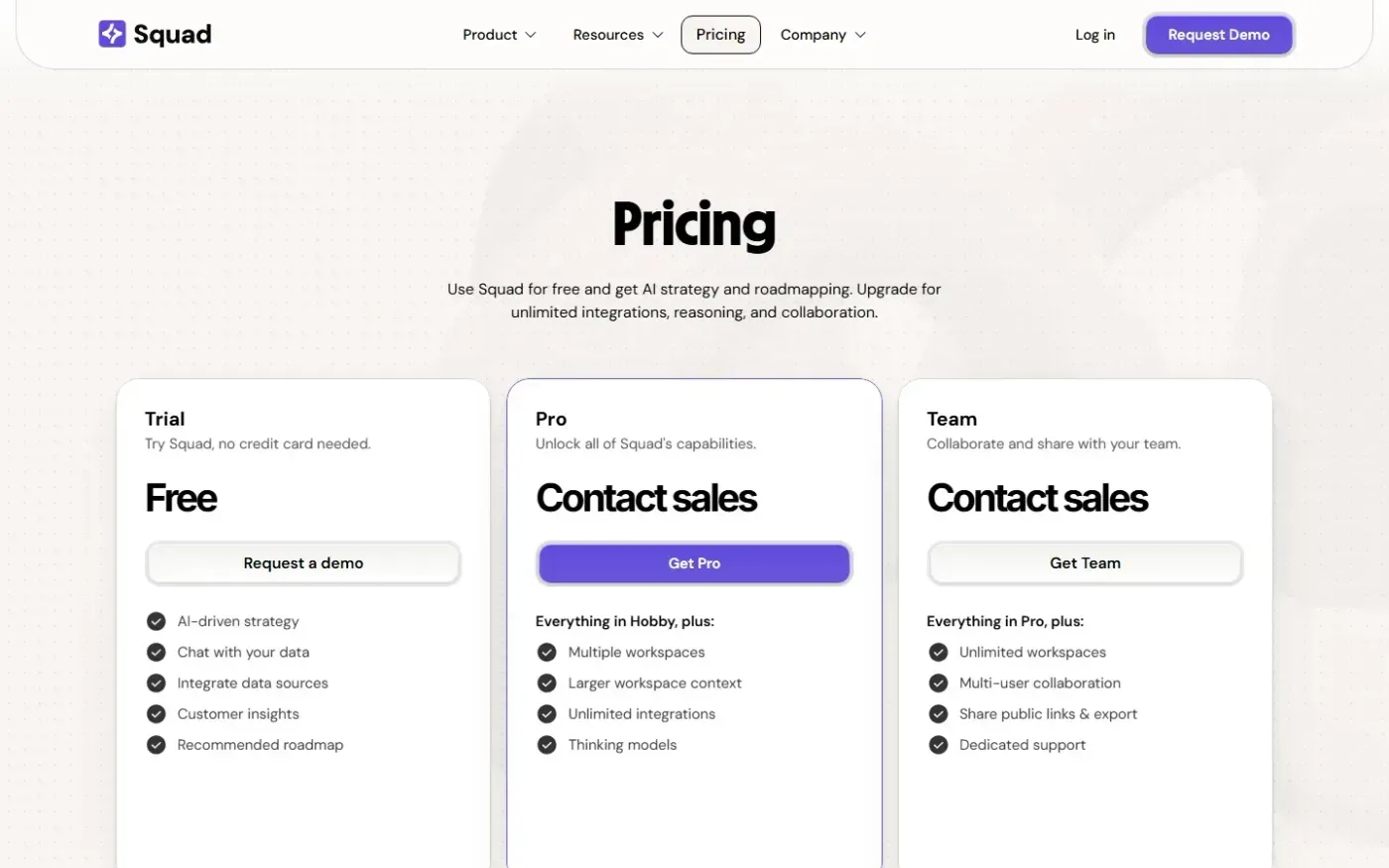 Meetsquad — Pricing page