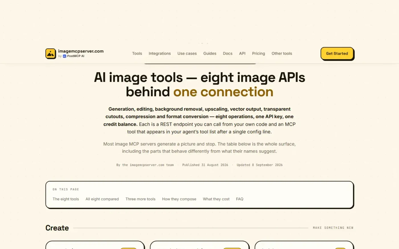 Imagemcpserver — Tools page