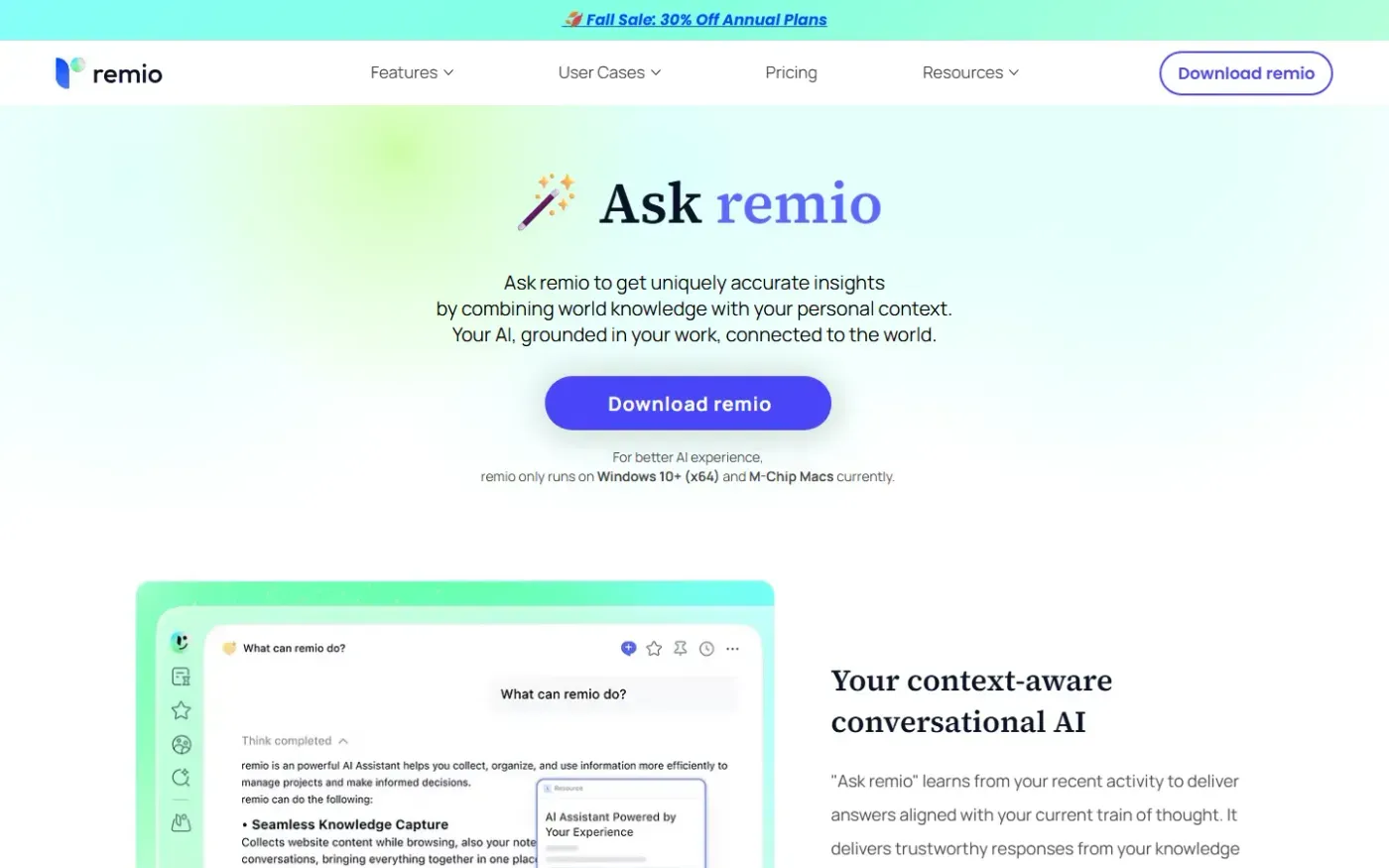 Remio — Ask remio page