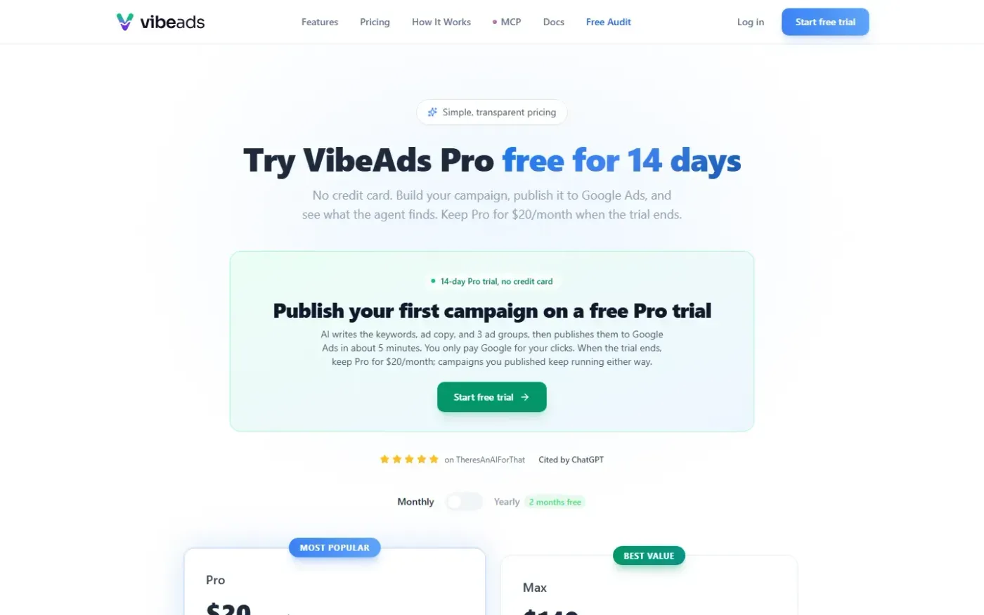 Getvibeads — Pricing page