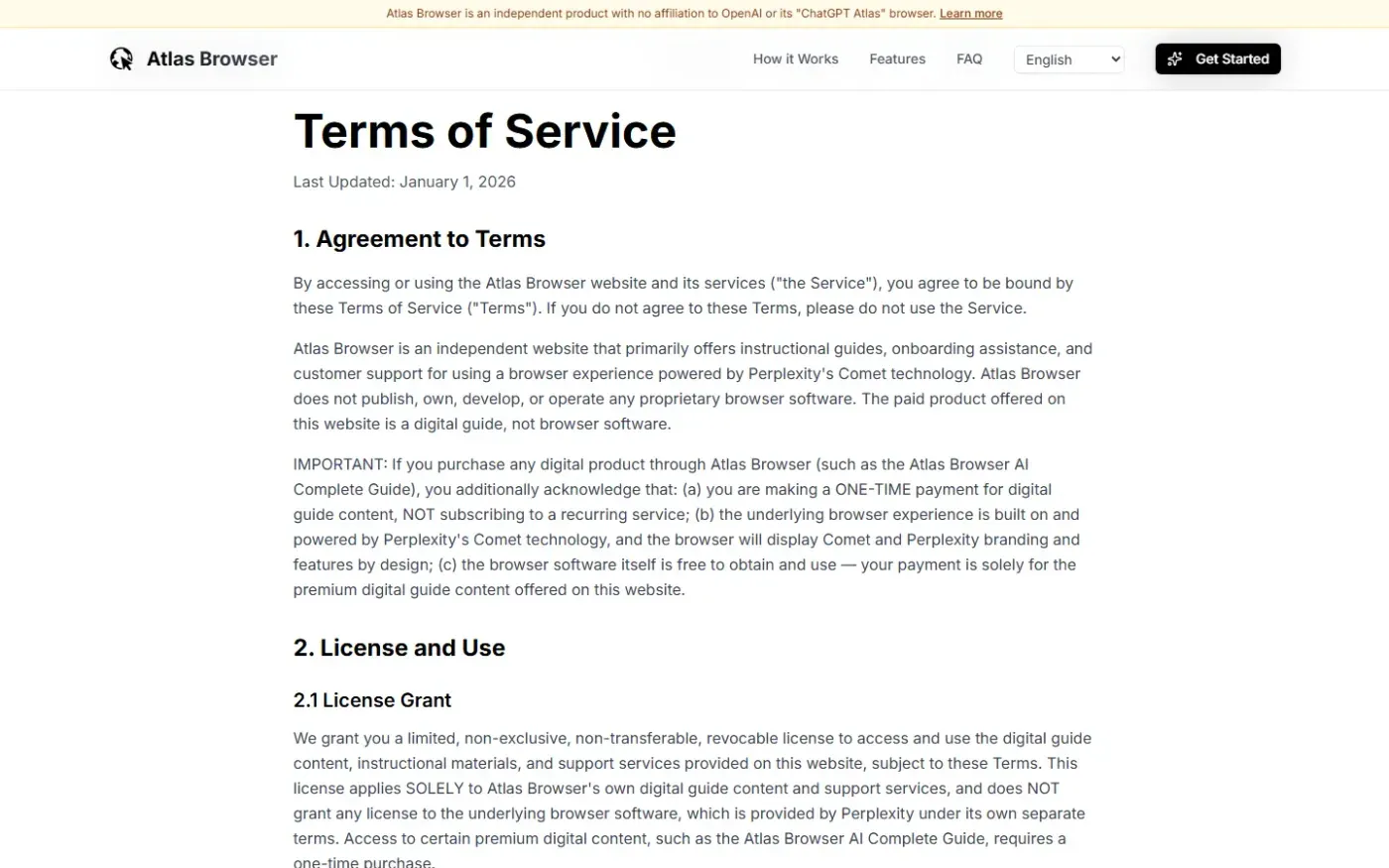 Atlasbrowser — Terms page
