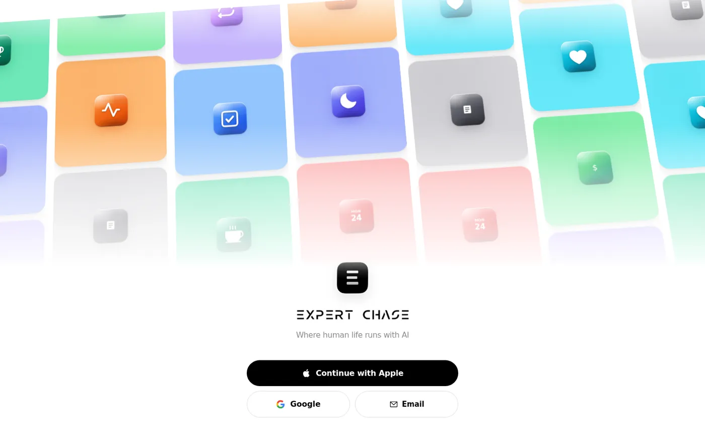 Expert Chase for iOS & Android — Where human life runs with AI — Tasks page