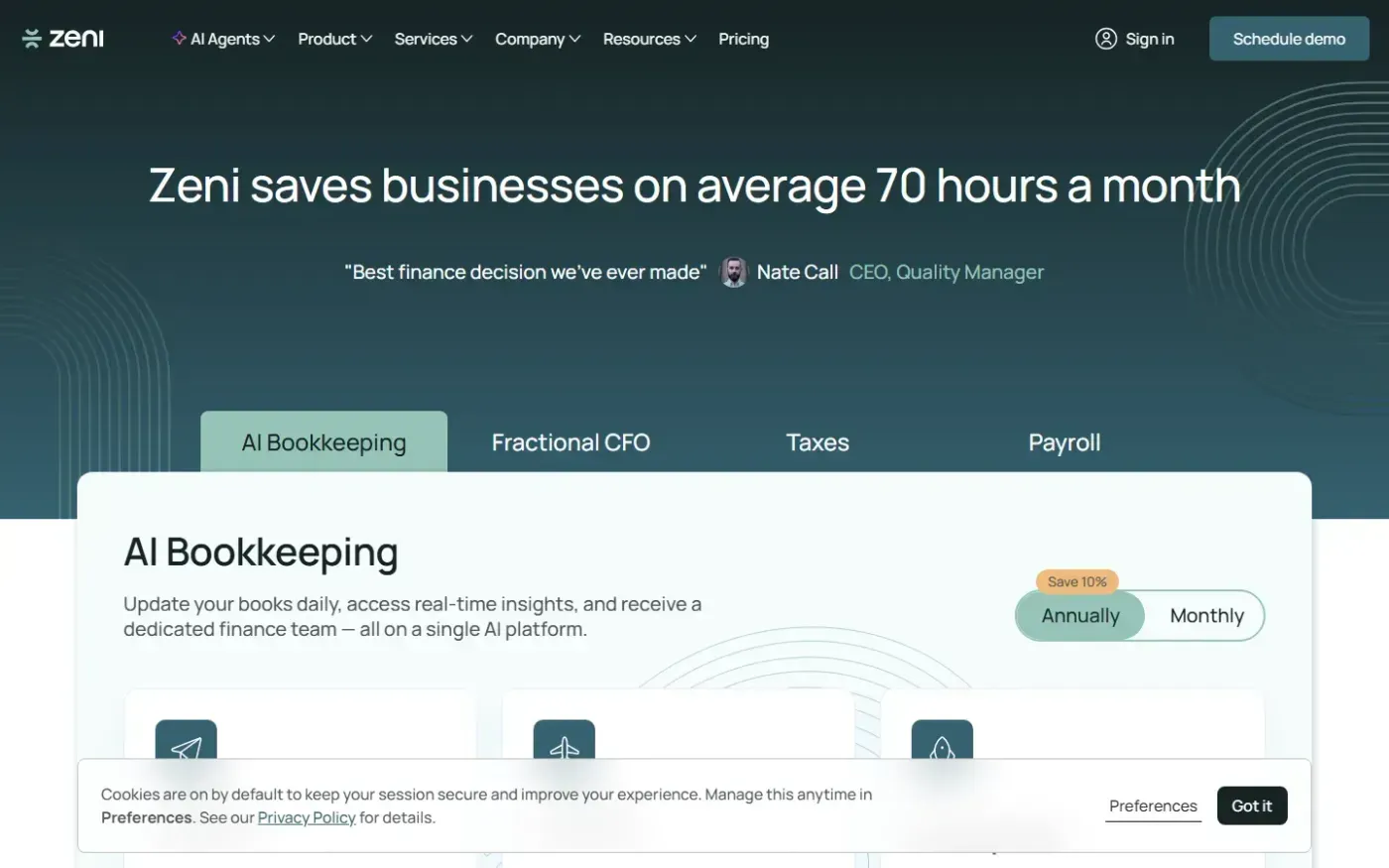 Zeni — Pricing page