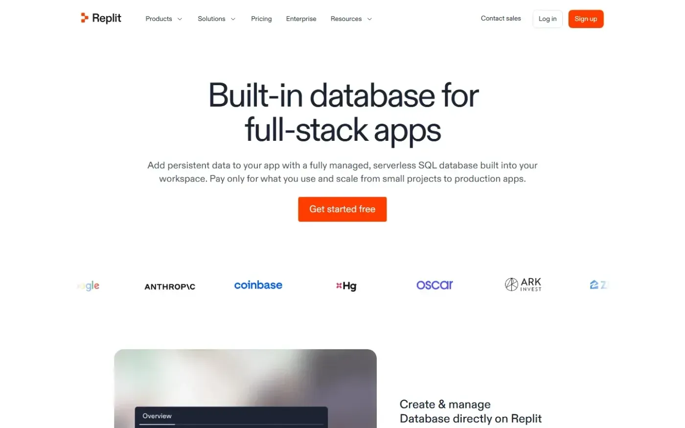 Replit — Products page