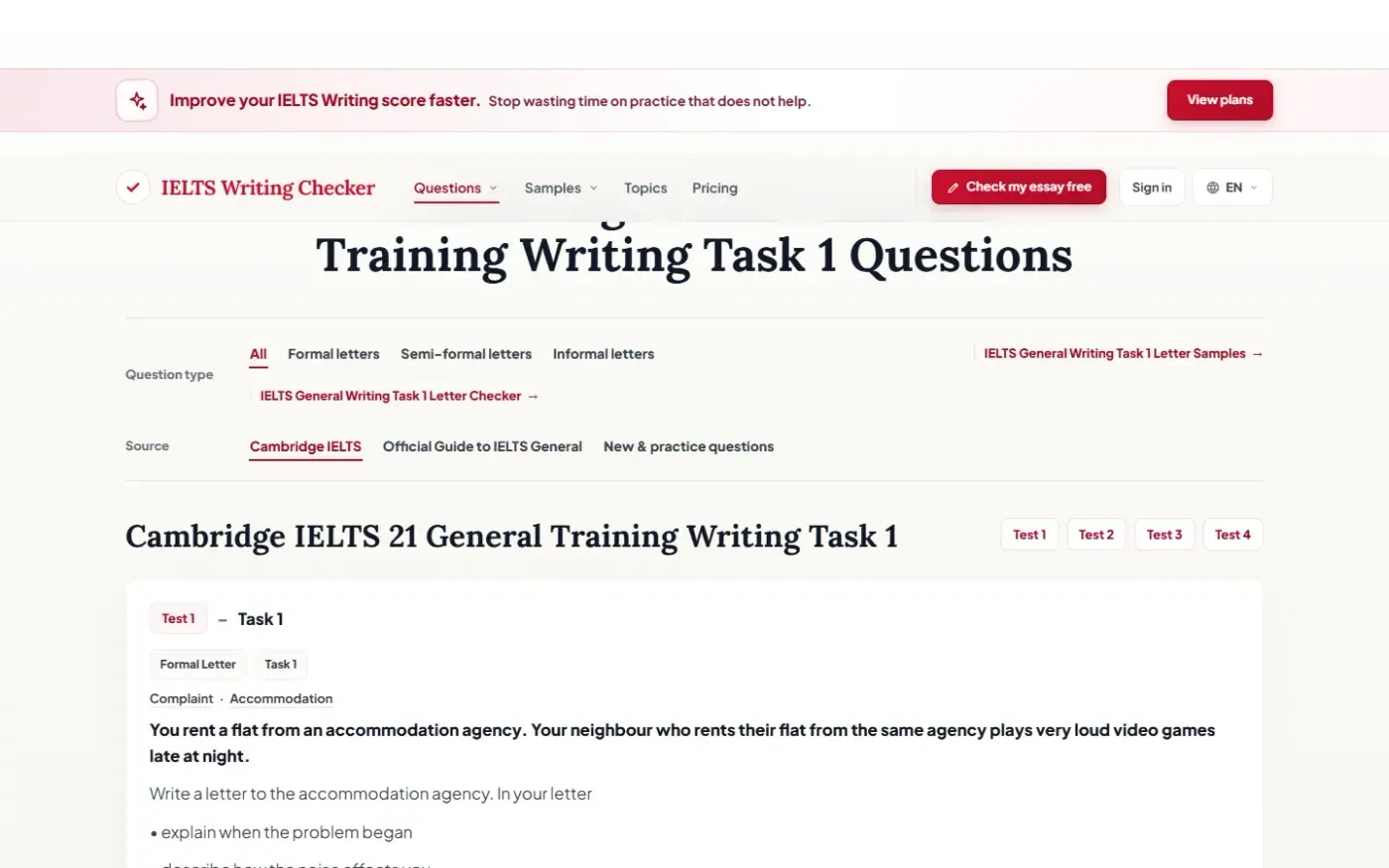 Ieltswritingchecker — Ielts general training writing task 1 page