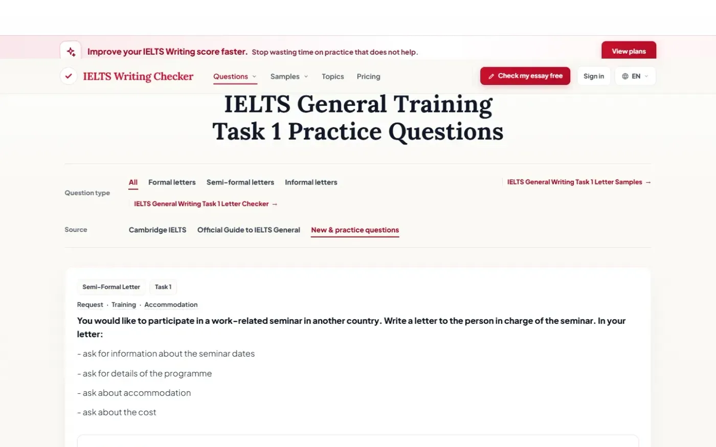 Ieltswritingchecker — Ielts general training writing task 1 page