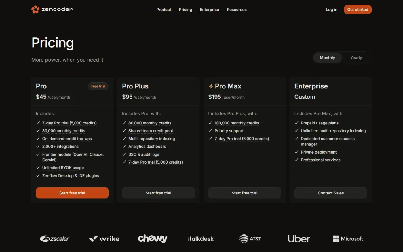 Zencoder — Pricing page