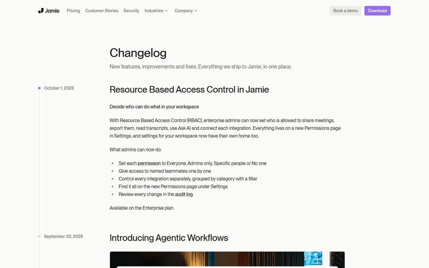 Meetjamie — Changelog page