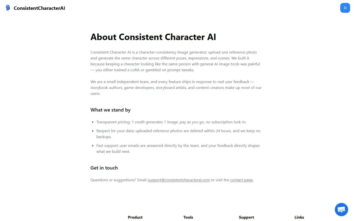 Consistentcharacterai — About page