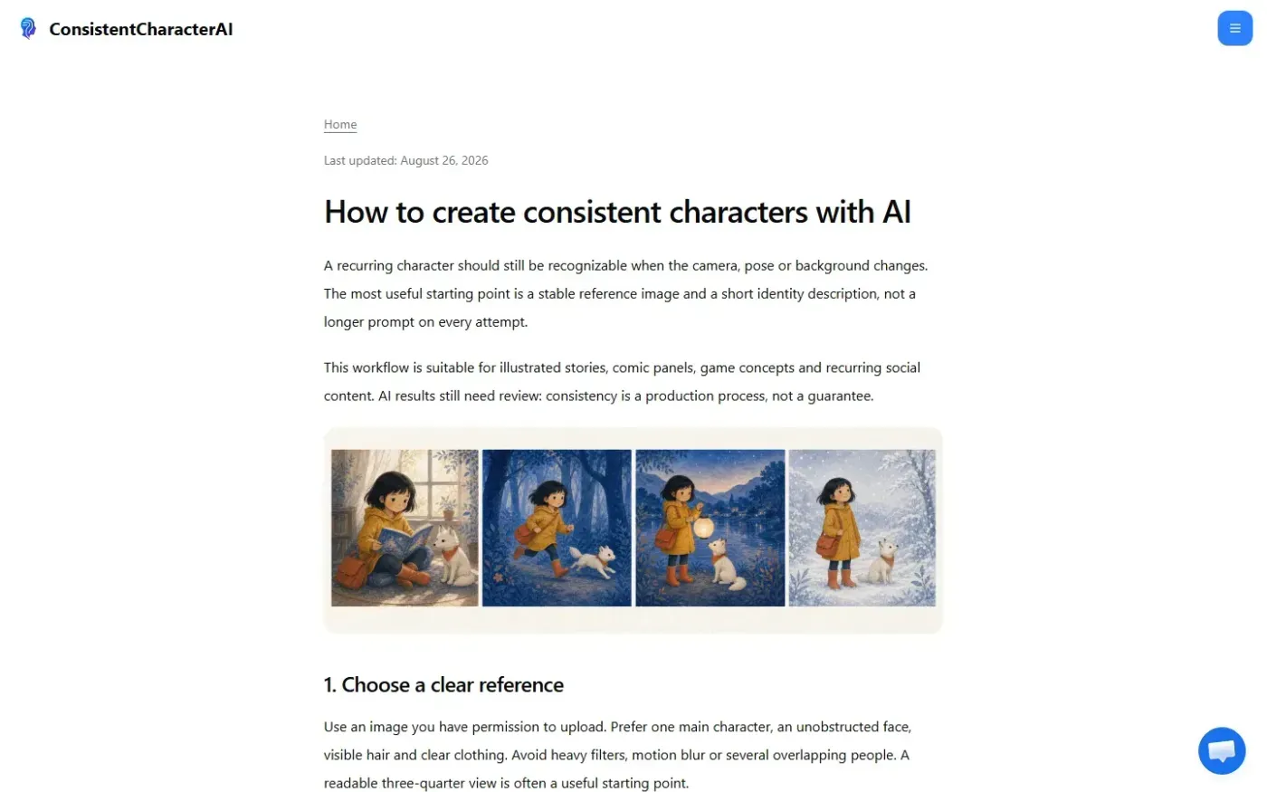 Consistentcharacterai — Guides page