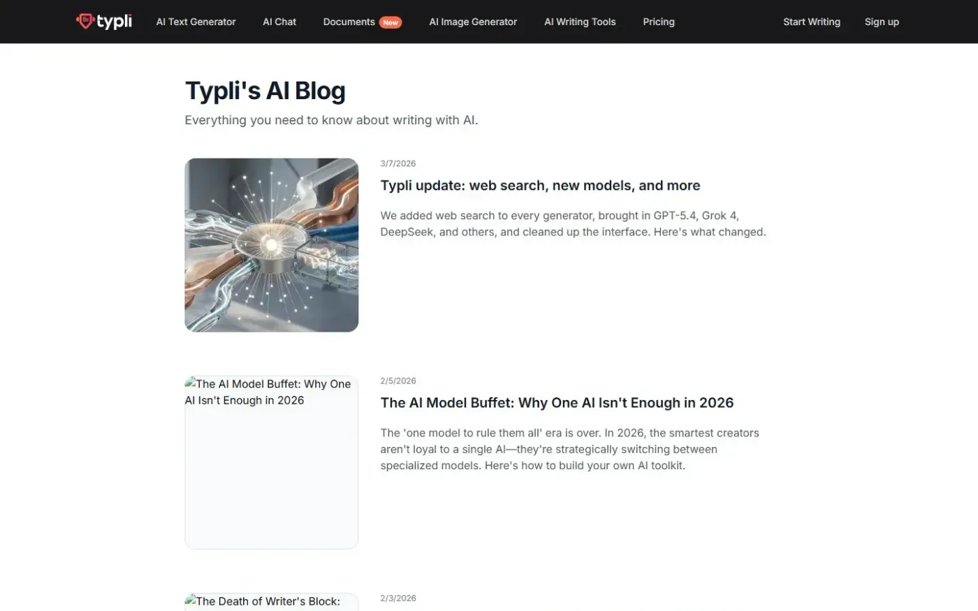 Typli — Blog page