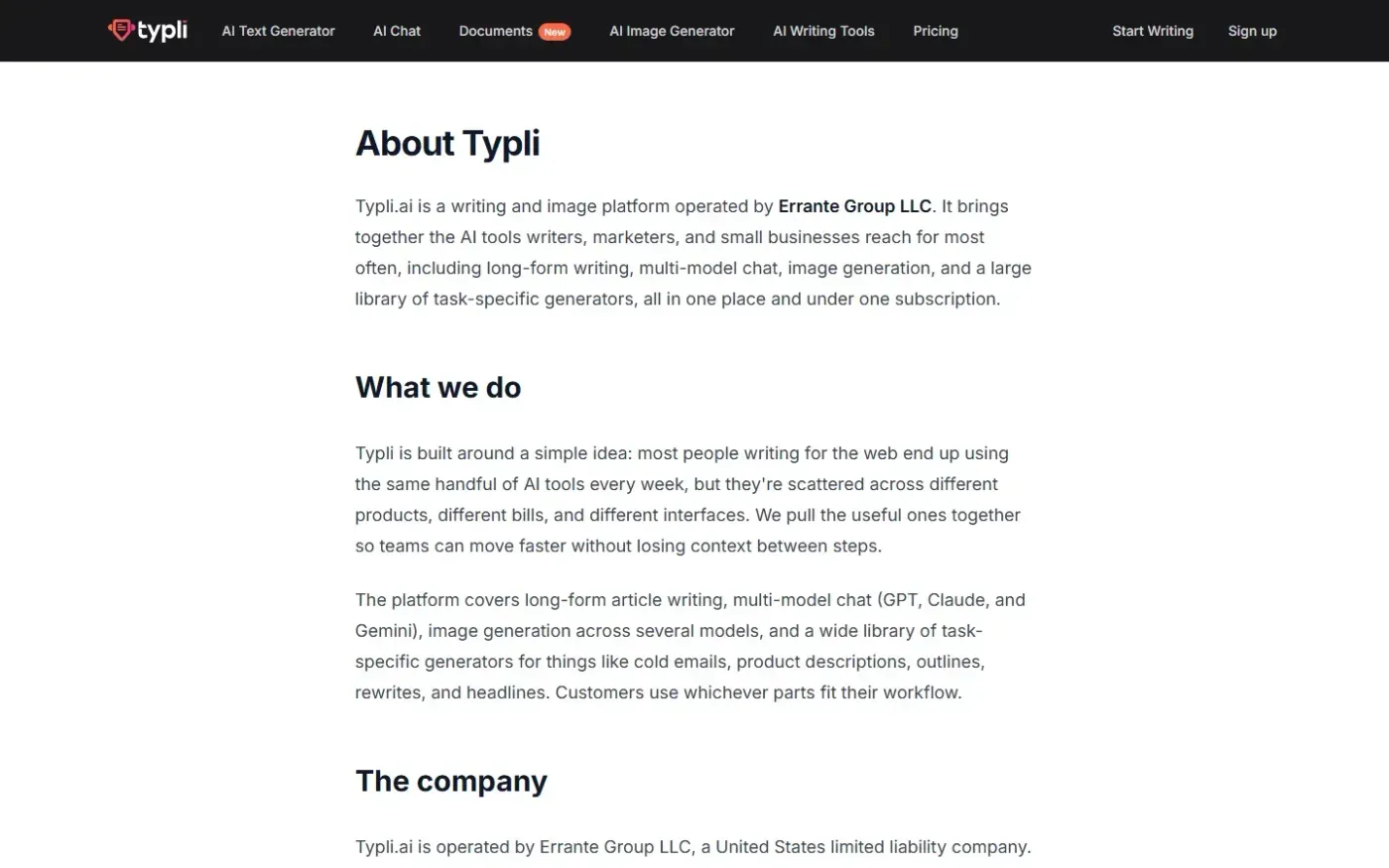 Typli — About page