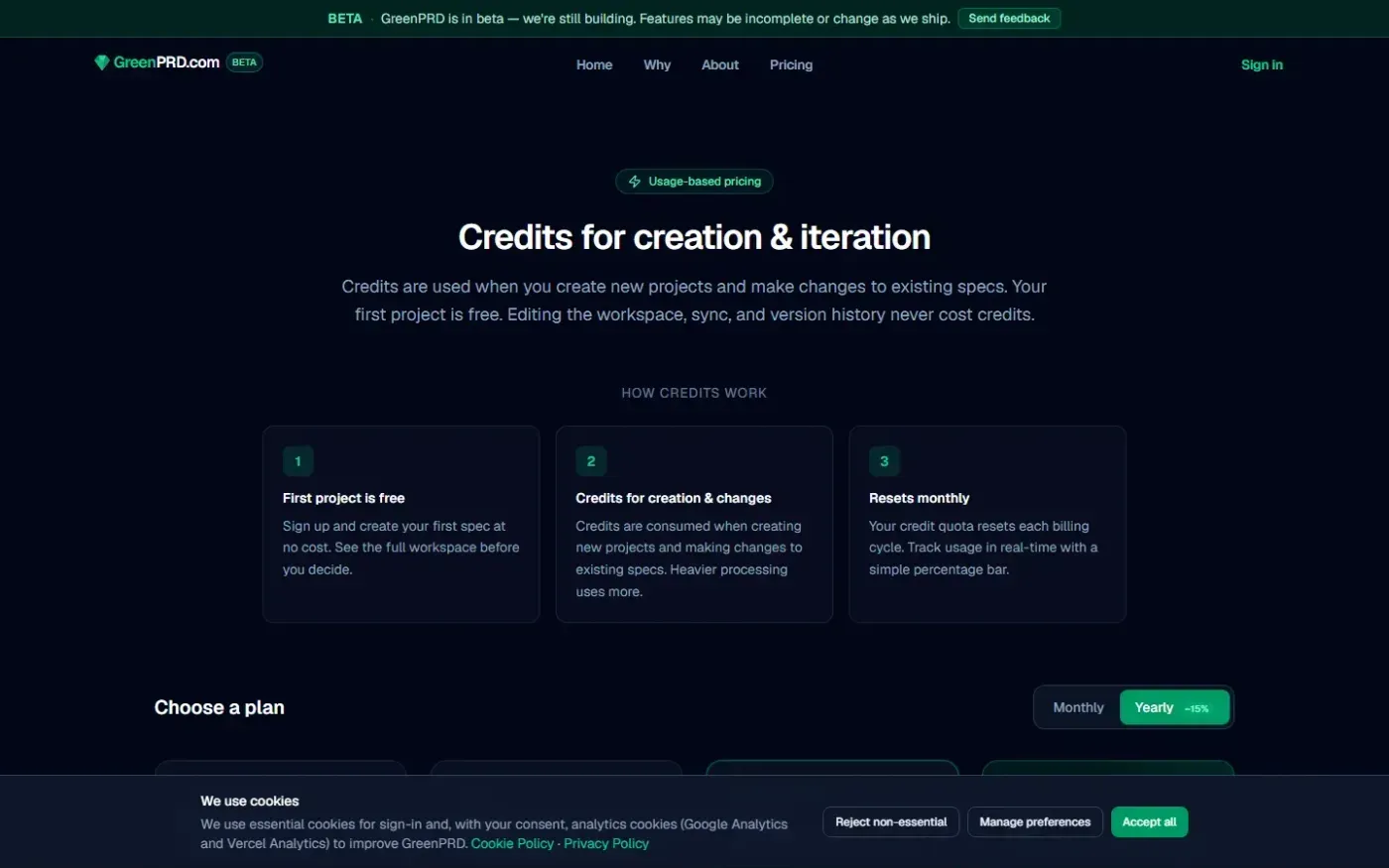 Greenprd — Pricing page