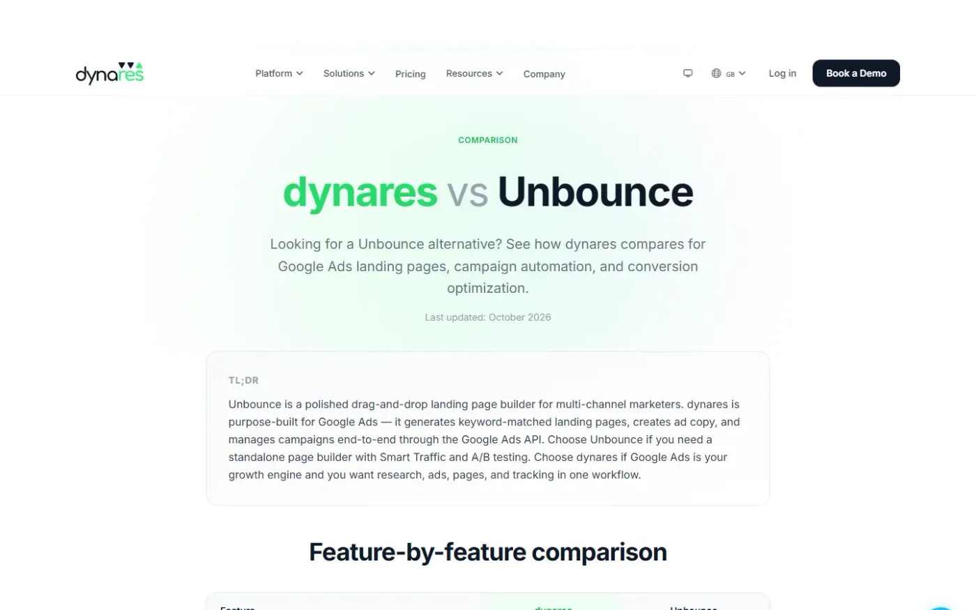 Dynares — Compare page