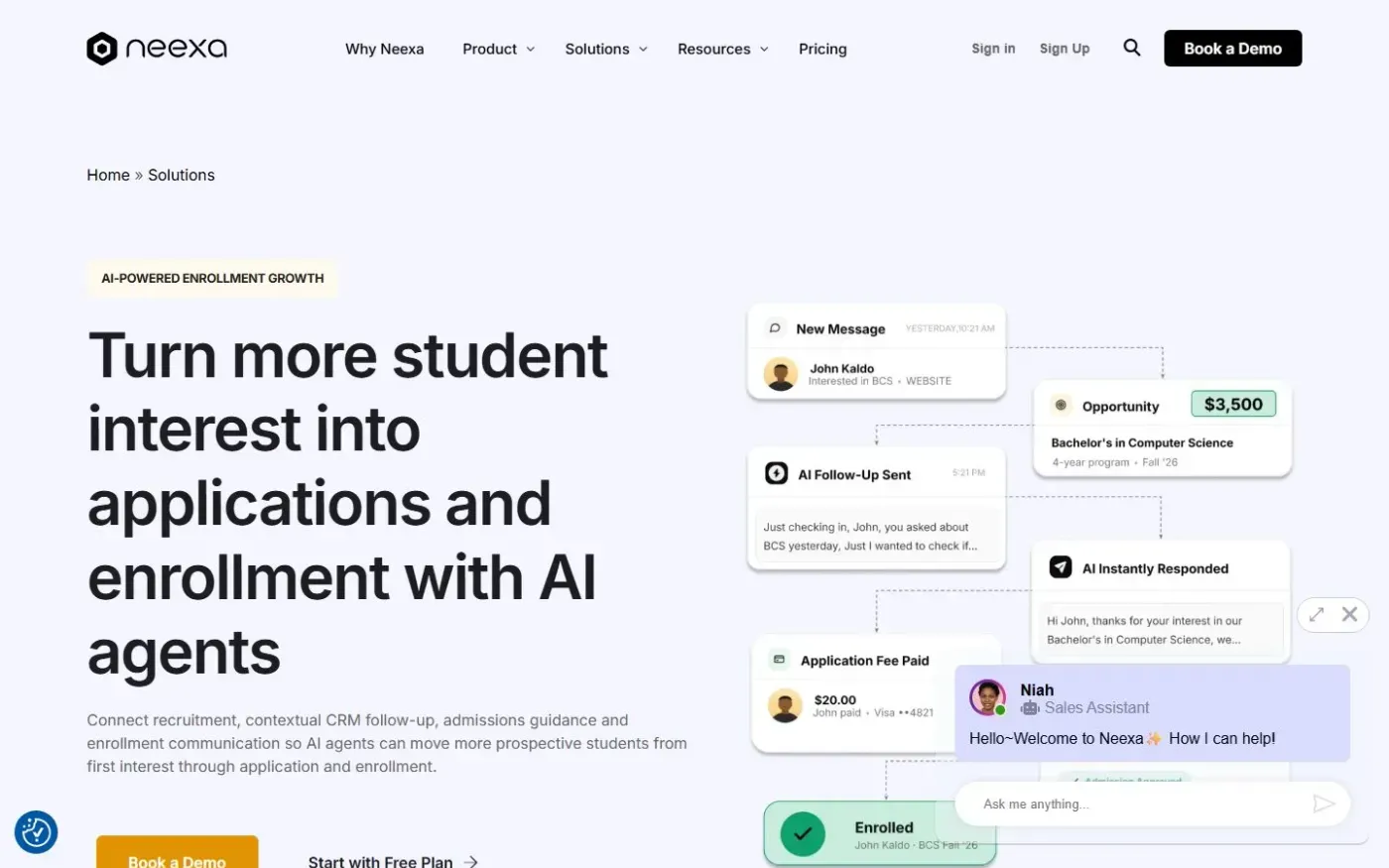 Neexa — Solutions page