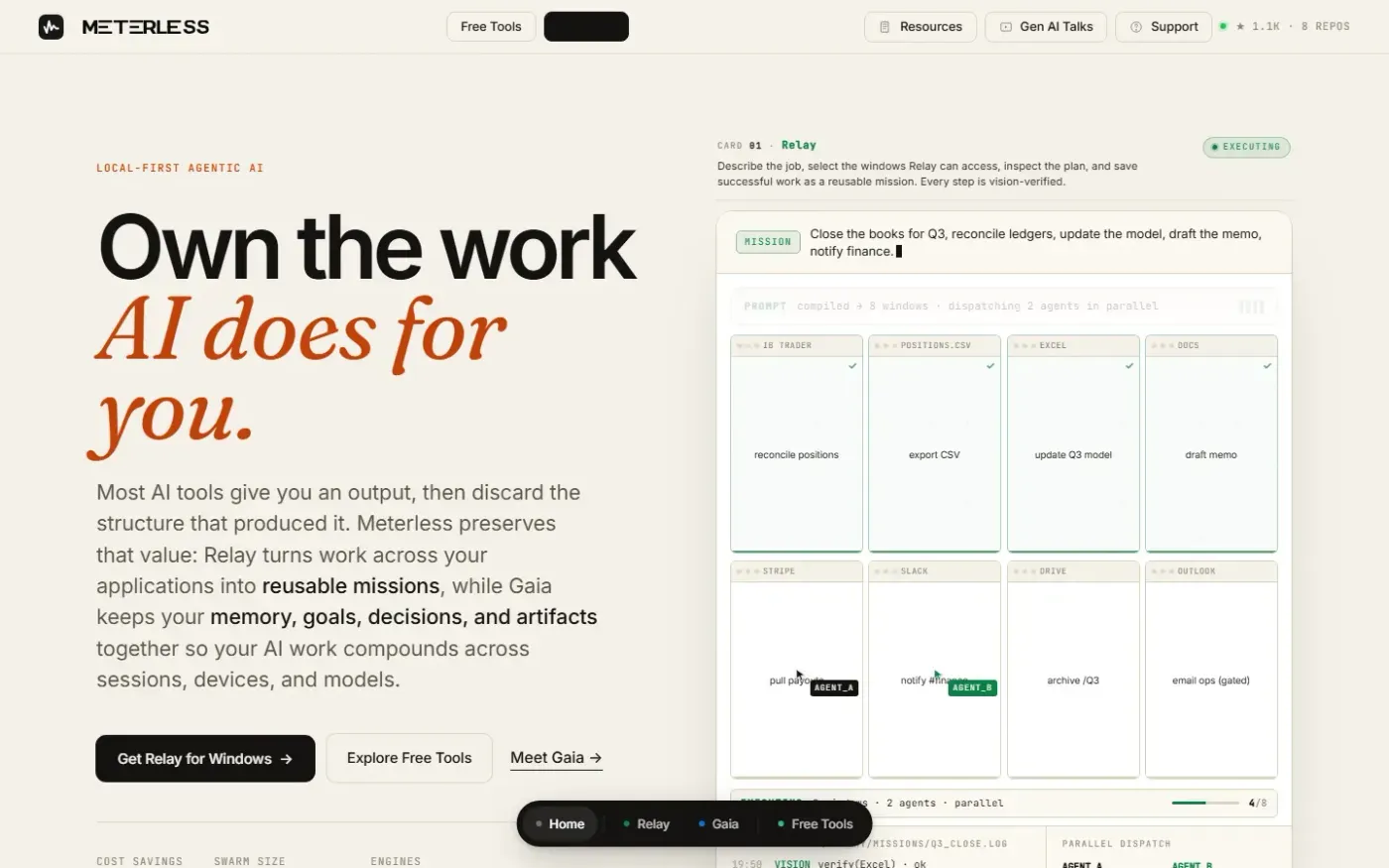 Meterless.ai — Run AI locally and own the whole workflow — Index.html page