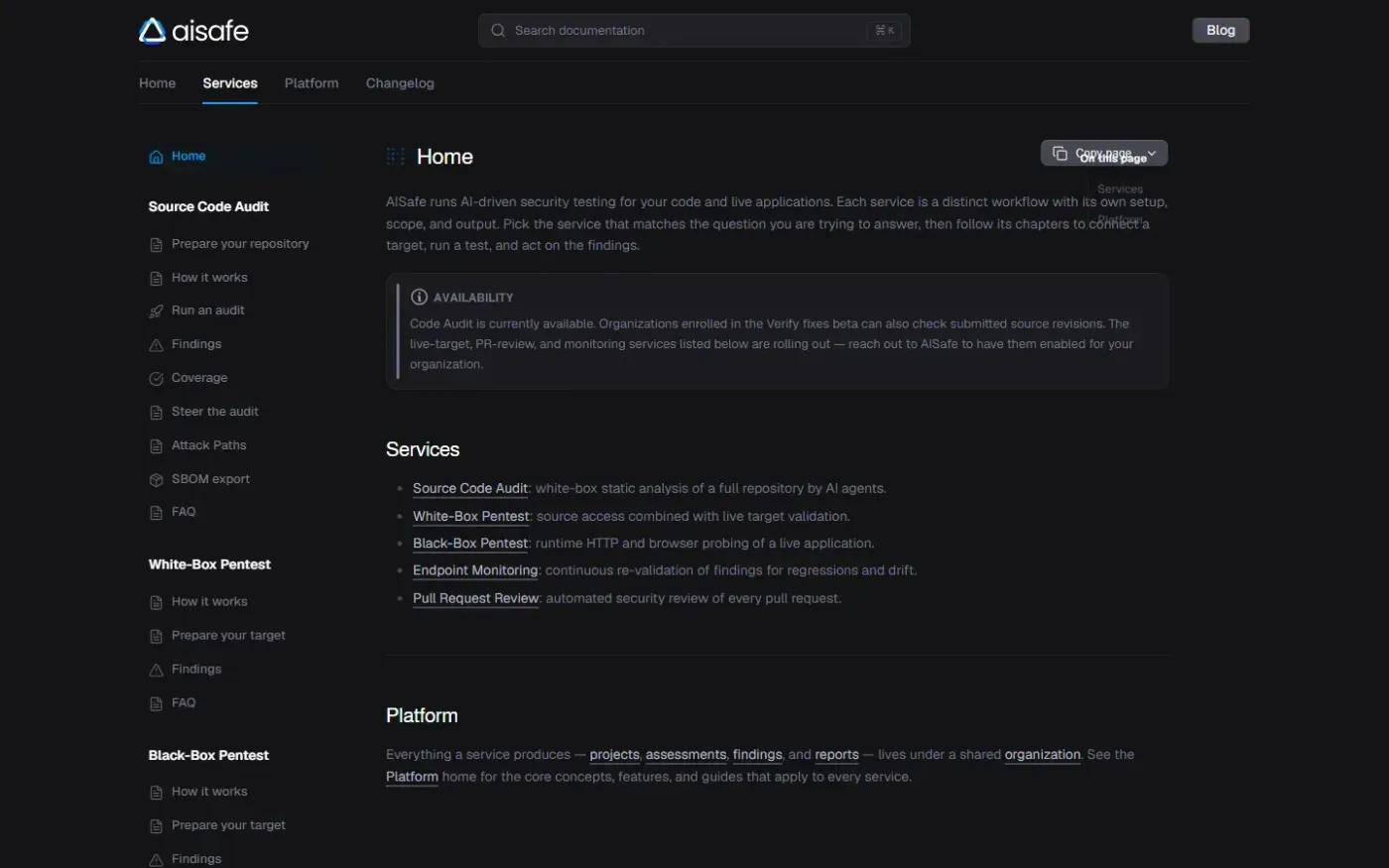 Aisafe — Services page