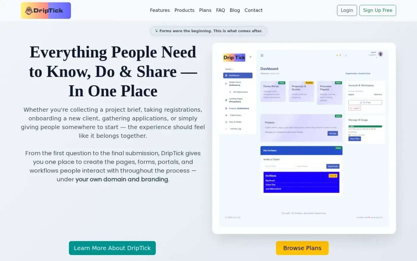 Driptick — Plans page
