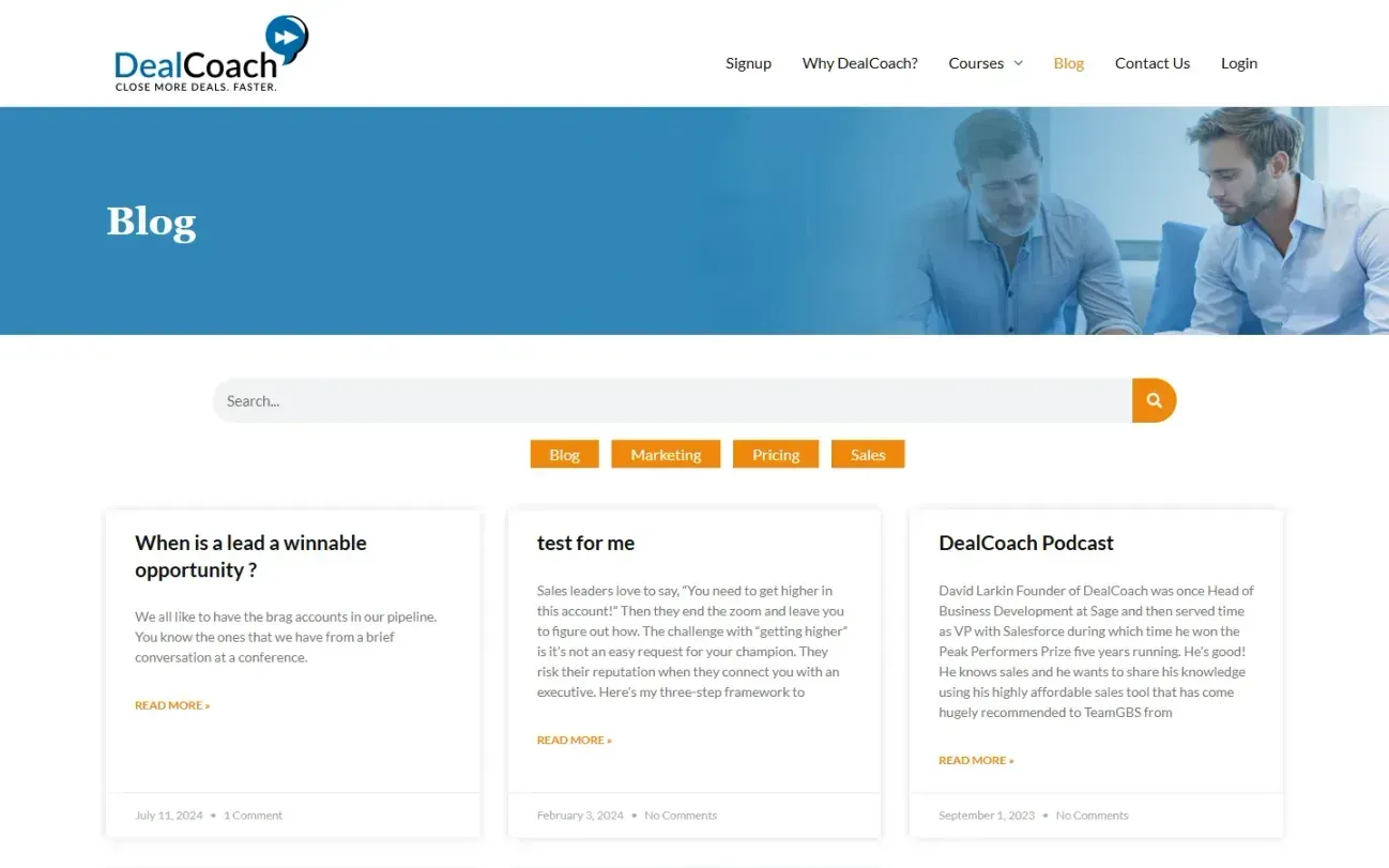 Dealcoach — Blog page