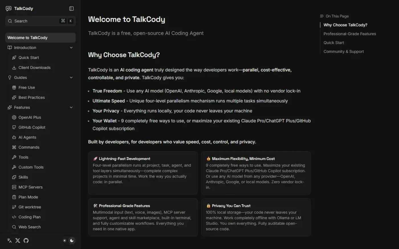 Talkcody — Docs page