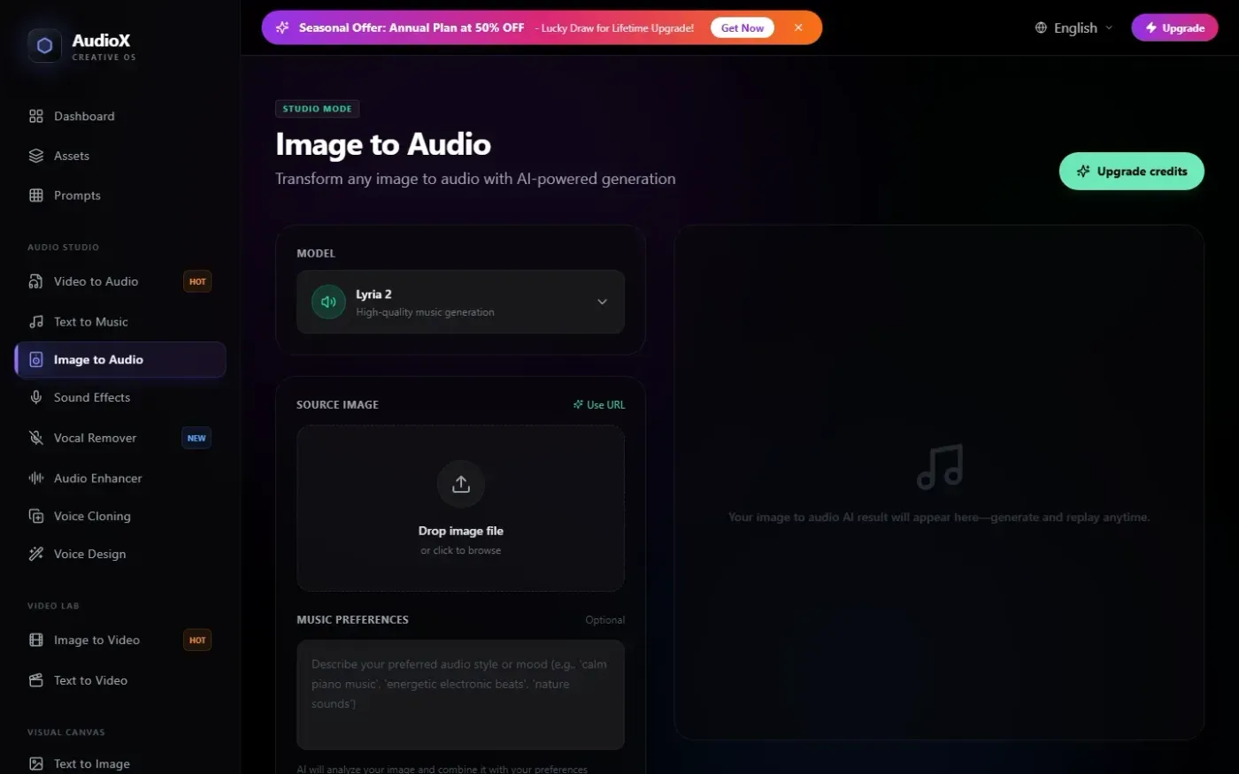 Mmaudio — Image to audio page