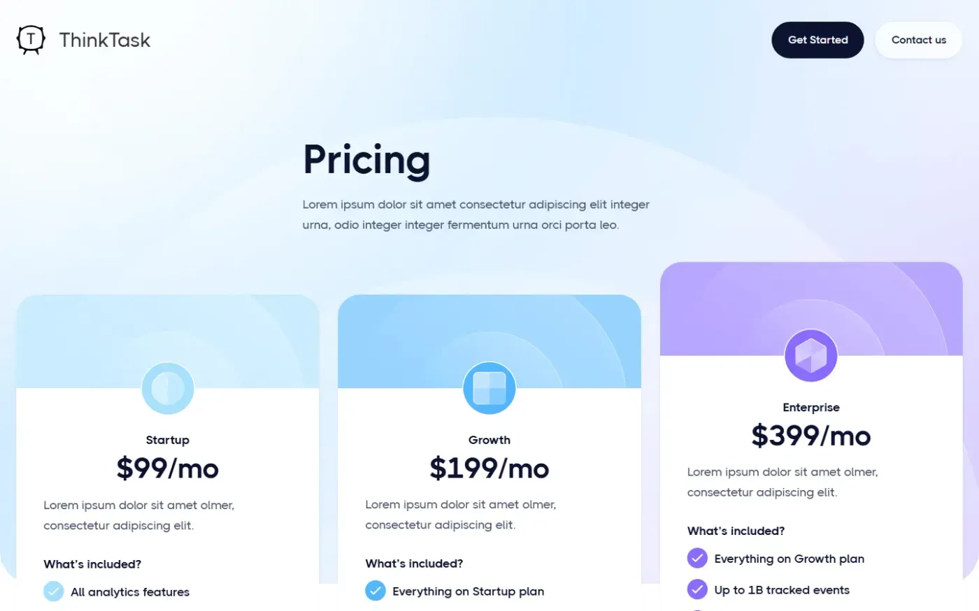 Thinktask — Pricing page