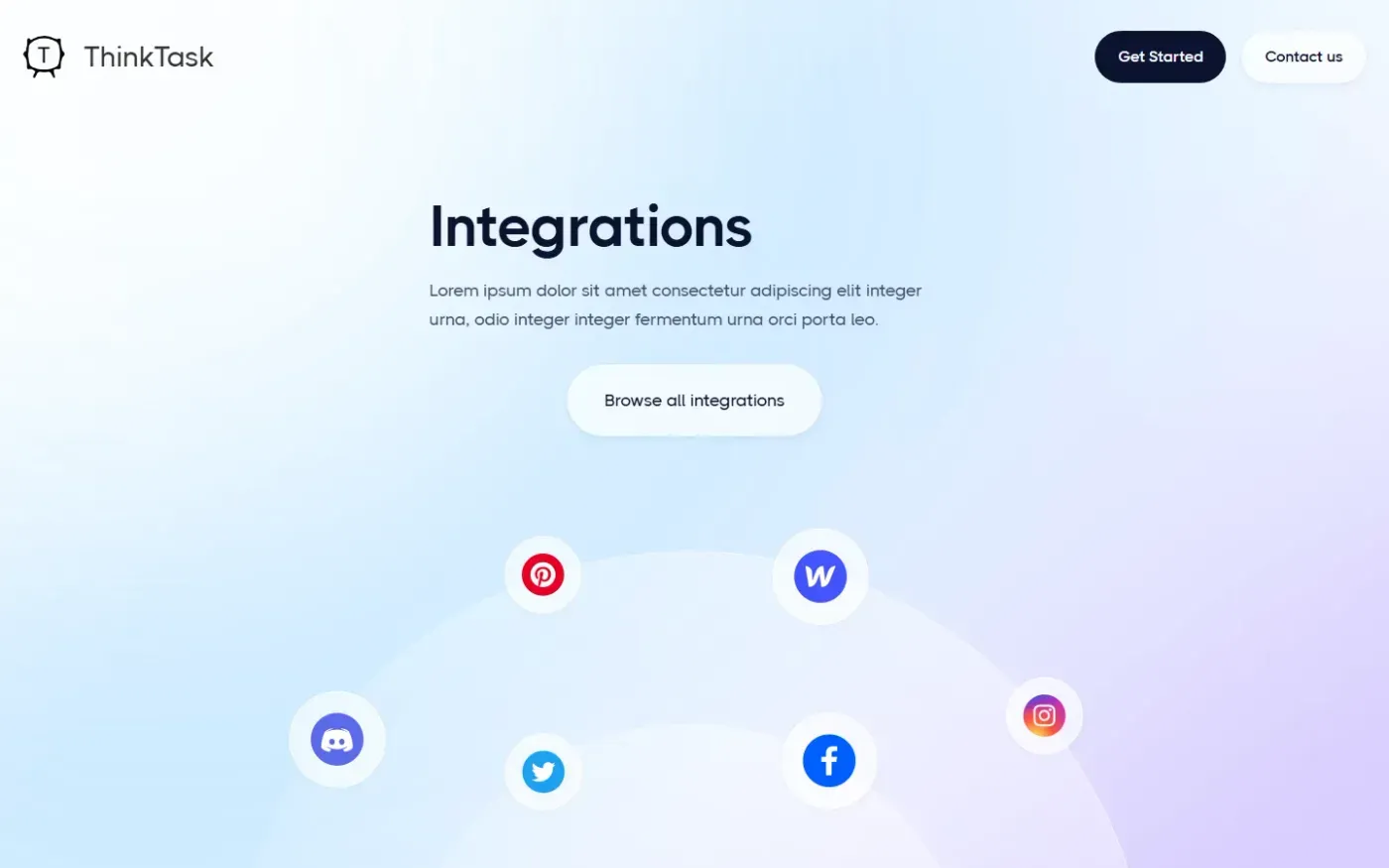 Thinktask — Integrations page