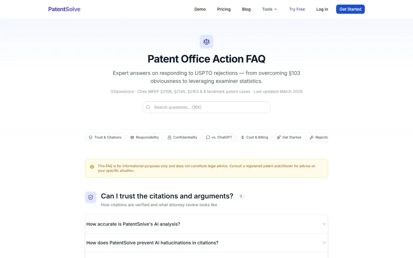 Patentsolve — Faq page