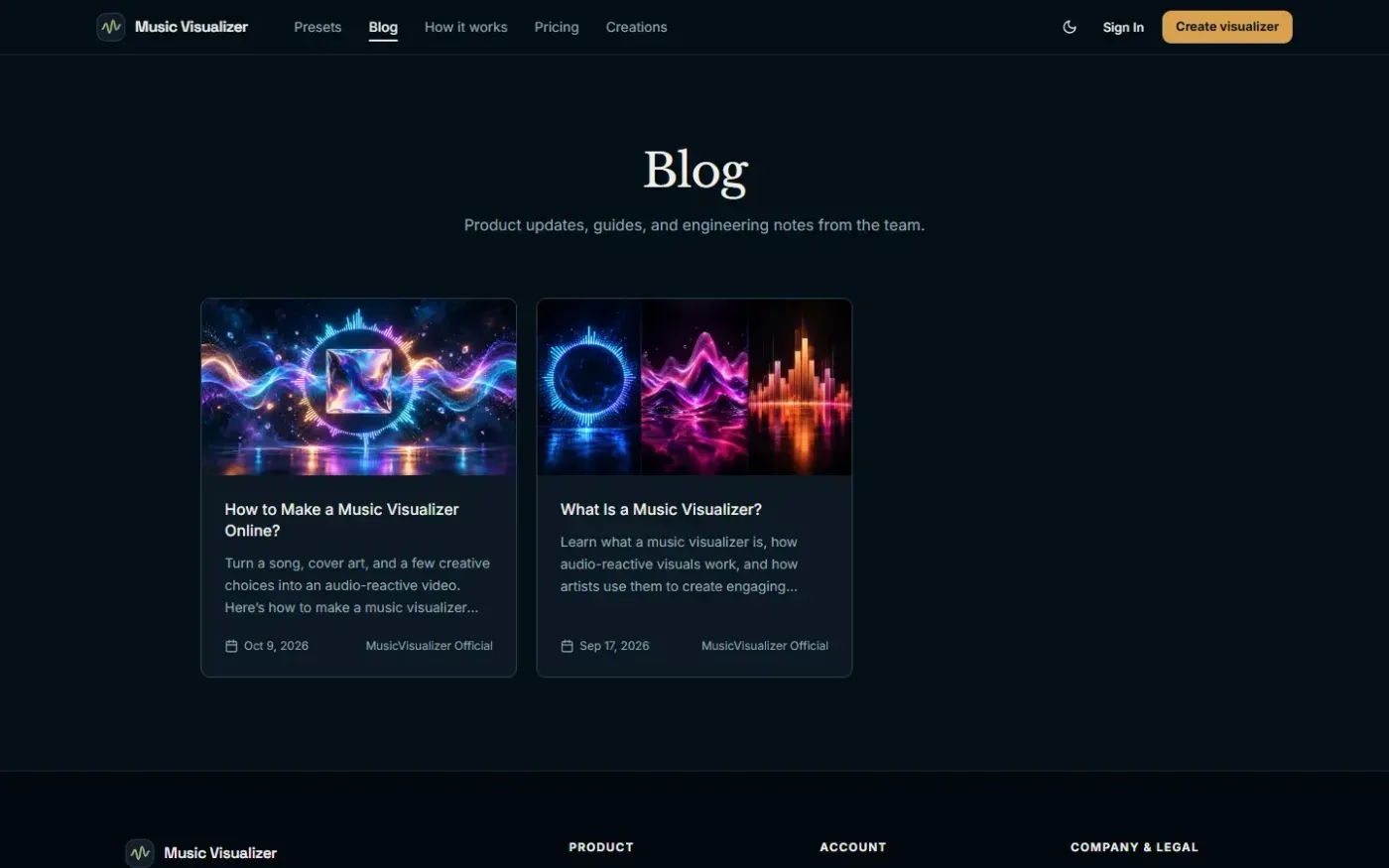 Musicvisualizer — Blog page